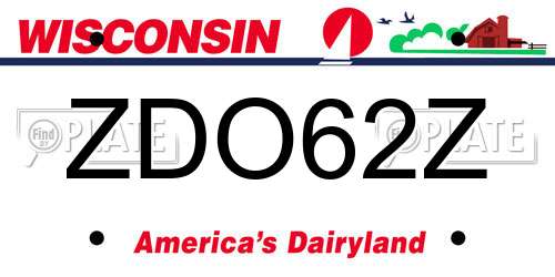 ZDO62Z Wisconsin License Plate