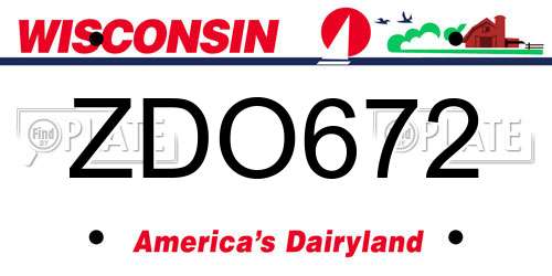 ZDO672 Wisconsin License Plate