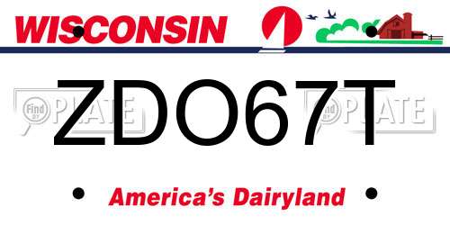 ZDO67T Wisconsin License Plate