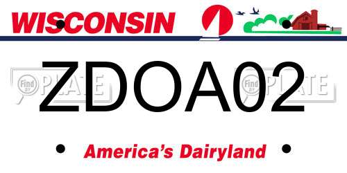 ZDOA02 Wisconsin License Plate