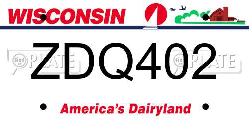 ZDQ402 Wisconsin License Plate