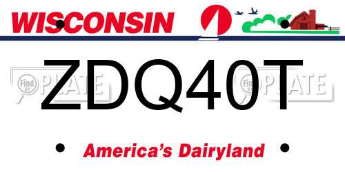 ZDQ40T Wisconsin License Plate