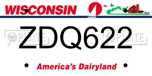 ZDQ622 Wisconsin License Plate