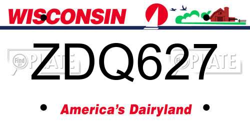 ZDQ627 Wisconsin License Plate