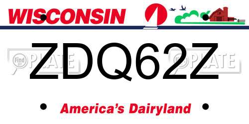 ZDQ62Z Wisconsin License Plate