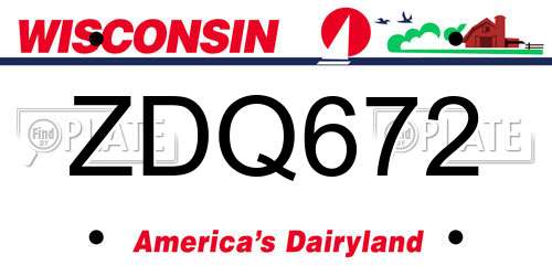ZDQ672 Wisconsin License Plate