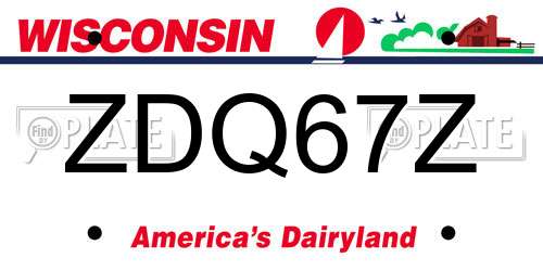 ZDQ67Z Wisconsin License Plate