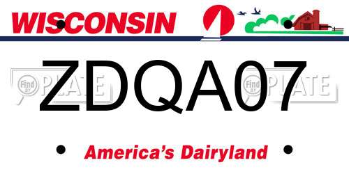 ZDQA07 Wisconsin License Plate