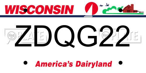 ZDQG22 Wisconsin License Plate