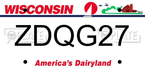 ZDQG27 Wisconsin License Plate