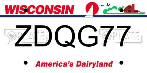 ZDQG77 Wisconsin License Plate