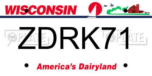 ZDRK71 Wisconsin License Plate