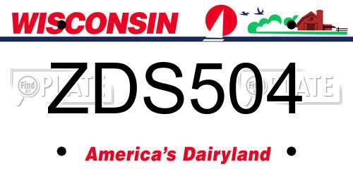 ZDS504 Wisconsin License Plate