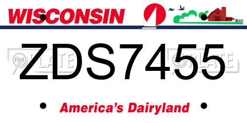 ZDS7455 Wisconsin License Plate