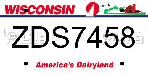 ZDS7458 Wisconsin License Plate