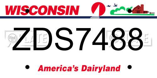ZDS7488 Wisconsin License Plate