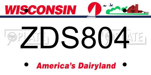 ZDS804 Wisconsin License Plate
