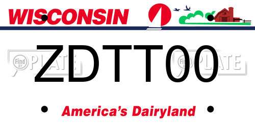 ZDTT00 Wisconsin License Plate