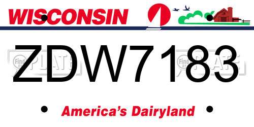 ZDW7183 Wisconsin License Plate