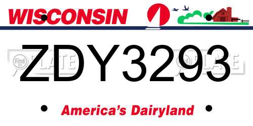ZDY3293 Wisconsin License Plate