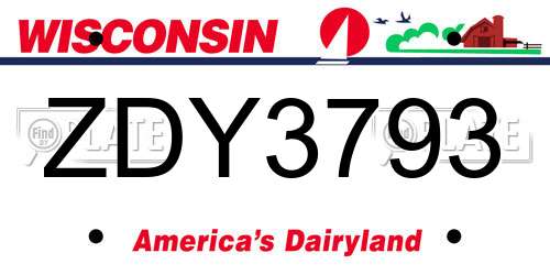 ZDY3793 Wisconsin License Plate