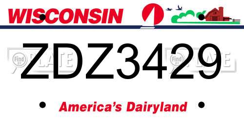 ZDZ3429 Wisconsin License Plate