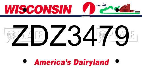 ZDZ3479 Wisconsin License Plate