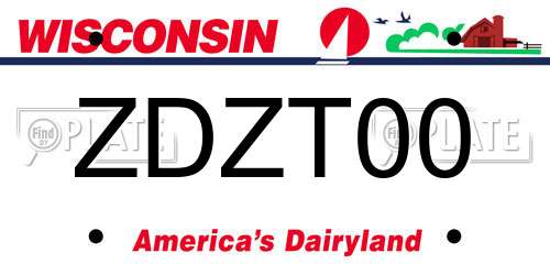 ZDZT00 Wisconsin License Plate