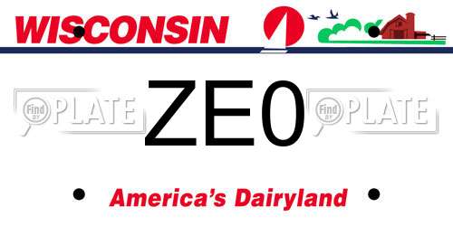 ZE0 Wisconsin License Plate