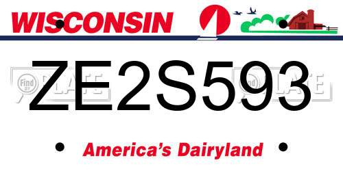 ZE2S593 Wisconsin License Plate