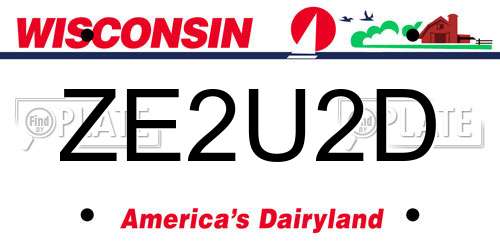 ZE2U2D Wisconsin License Plate