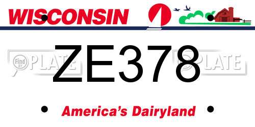 ZE378 Wisconsin License Plate