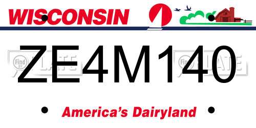 ZE4M140 Wisconsin License Plate