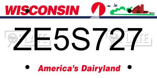 ZE5S727 Wisconsin License Plate