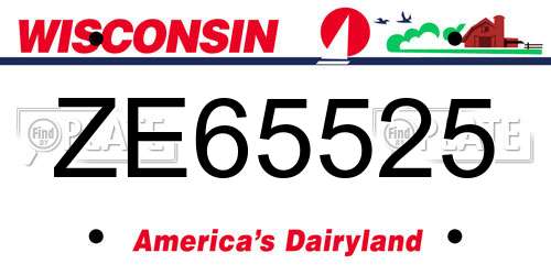 ZE65525 Wisconsin License Plate