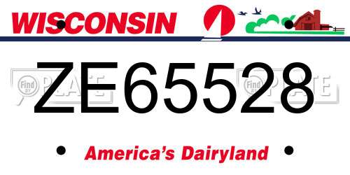 ZE65528 Wisconsin License Plate