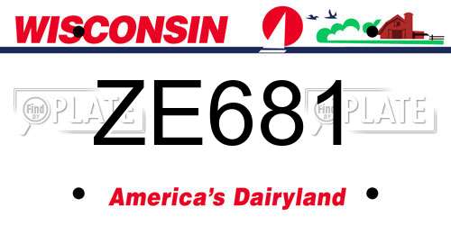 ZE681 Wisconsin License Plate
