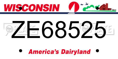 ZE68525 Wisconsin License Plate