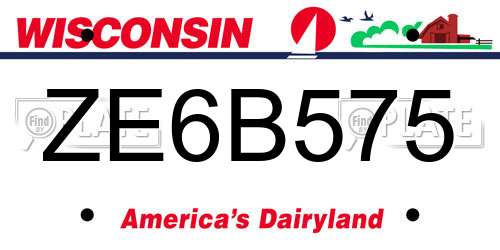 ZE6B575 Wisconsin License Plate