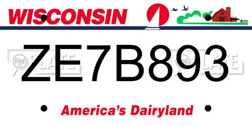 ZE7B893 Wisconsin License Plate
