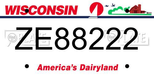 ZE88222 Wisconsin License Plate