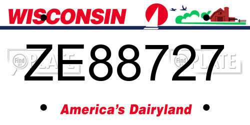 ZE88727 Wisconsin License Plate