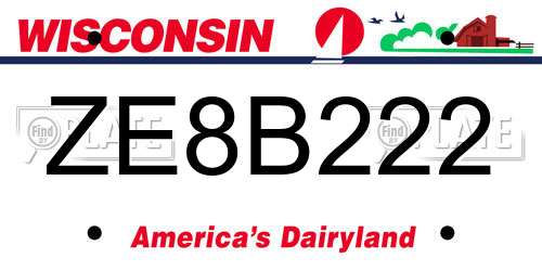 ZE8B222 Wisconsin License Plate