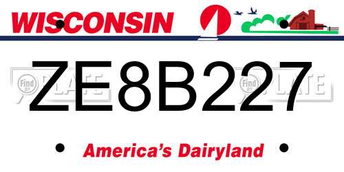 ZE8B227 Wisconsin License Plate