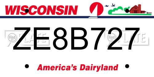ZE8B727 Wisconsin License Plate