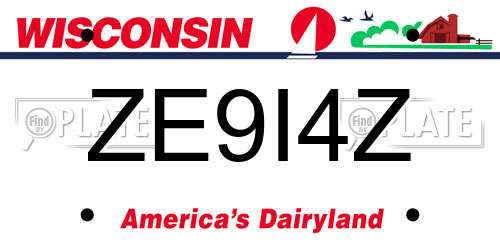 ZE9I4Z Wisconsin License Plate