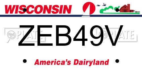 ZEB49V Wisconsin License Plate