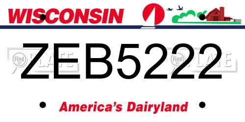 ZEB5222 Wisconsin License Plate