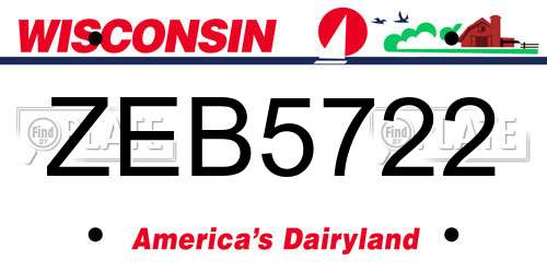 ZEB5722 Wisconsin License Plate