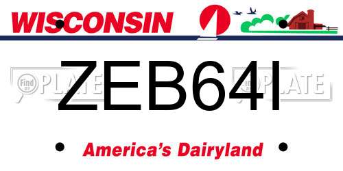 ZEB64I Wisconsin License Plate